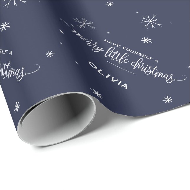 Navy Snowflake-jul Presentpapper (Rullad Hörn)