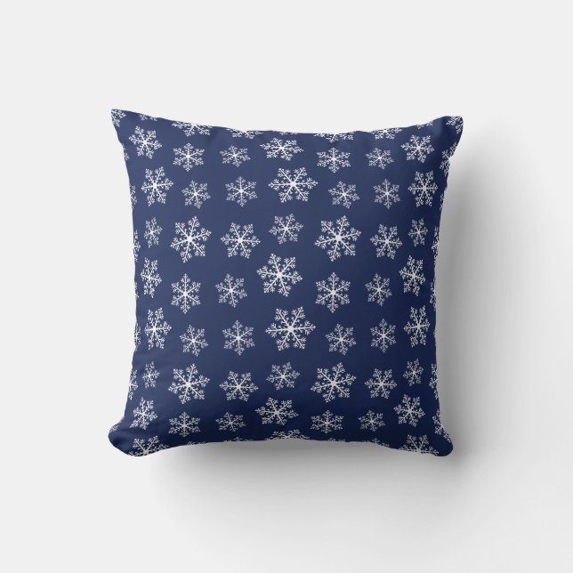 Navy Snowflake Pillow Kudde (Framsida)