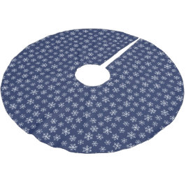 Navy Snowflake Träd Skirt Julgransmatta Borstad Polyester