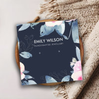 NAVY SOFT  BLUE BLOMMIGT EARRING VISNING LOGOTYP