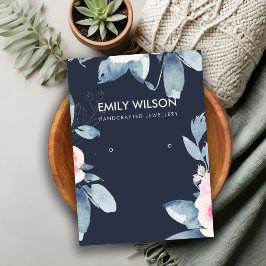 NAVY SOFT  BLUE BLOMMIGT EARRING VISNING LOGOTYP VISITKORT