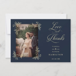 Navy Sophisticated Flourish Photo Wedding Love and Tack Kort
