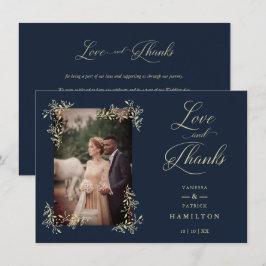 Navy Sophisticated Flourish Photo Wedding Love and Tack Kort