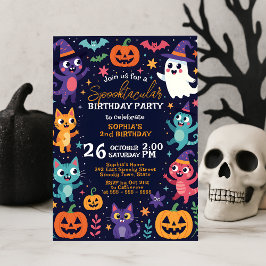 Navy Spooky Söt Monster Oktober Barns Födelsedag Inbjudningar