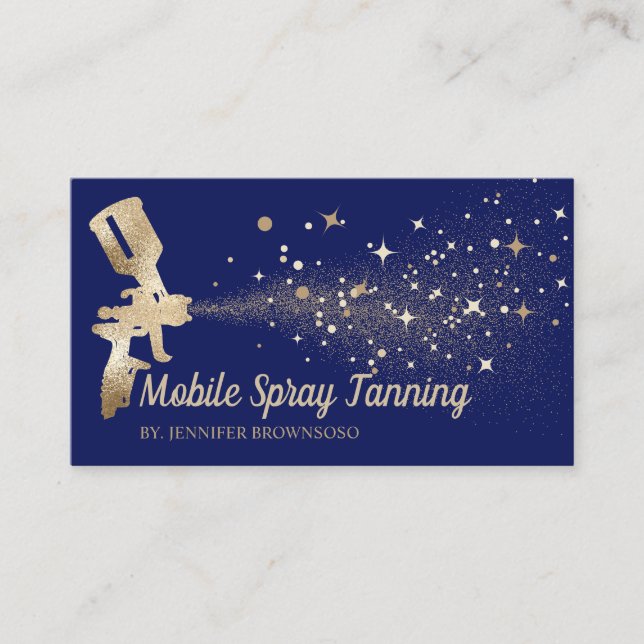 Navy Star Guld Mobil Kroppsfärg Tan Spray Visitkort (Framsida)