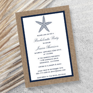Navy Starfish Beach Burlap Möhippa Festklänning Inbjudningar