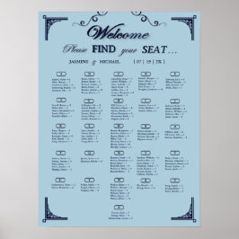 Navy Støvblå Alfabetisk Bröllopsställningsdiagram Poster