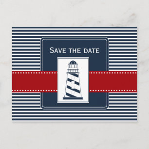 navy streck, fyr, nautisk save the date meddelande vykort