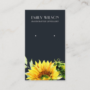 NAVY SUNFLOWER FALL AUTUMN STUD EARRING VISNING VISITKORT