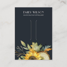 NAVY SUNFLOWER FALL AUTUMN WOOD HAIR CLIP-VISNING VISITKORT