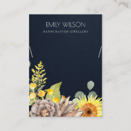 NAVY SUNFLOWER GRÄS BLOMMIGT NECKLACE VISNING LOGO VISITKORT