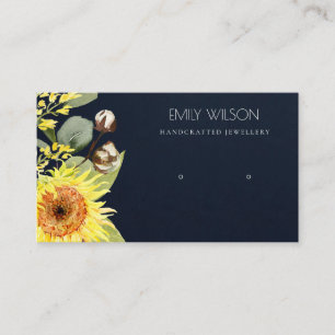 NAVY SUNFLOWER LÖV BLOMMIGT EARRING VISNING LOGOT VISITKORT