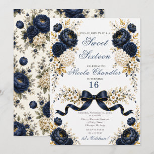 Navy Sweet Sixteen Inbjudningar