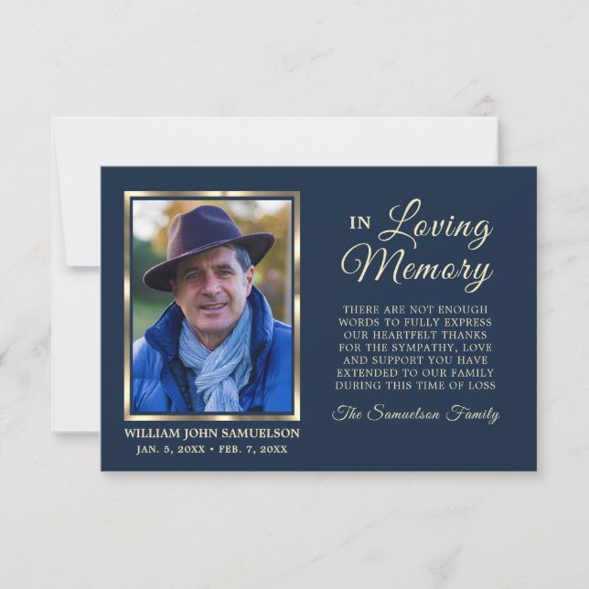 NAVY Sympathy Funeral Memory TACK Photo Kort (Framsida)