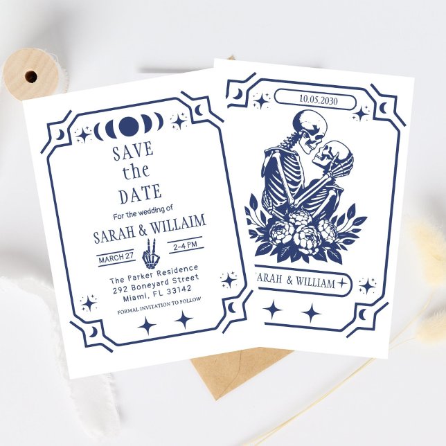 Navy tarot Goth spara datum bröllopsinbjudan Inbjudningar (Skapare uppladdad)
