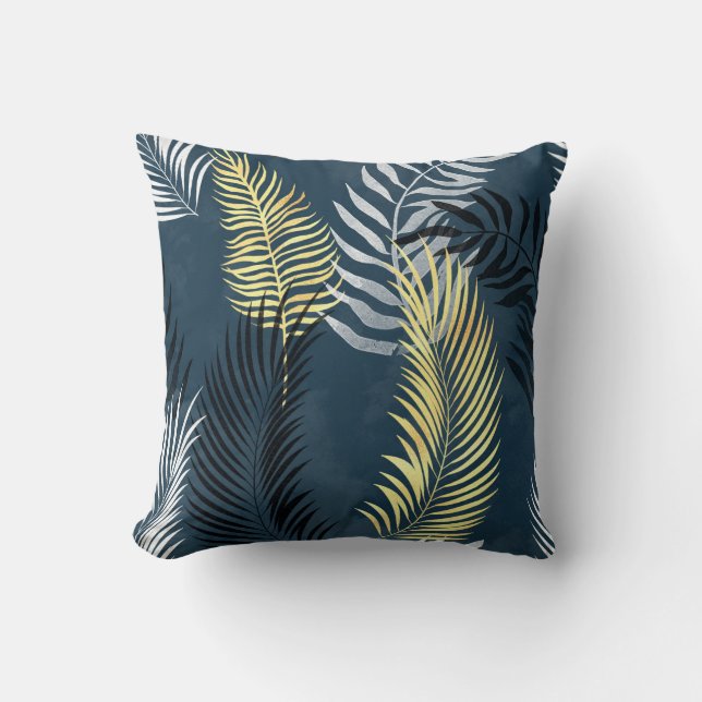 NAVY TEAL HAWAIIAN TROPICAL PILLOW KUDDE (Framsida)