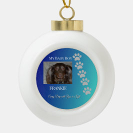 Navy Teal Pawprints Pet Tribute Julgranskula Keramik