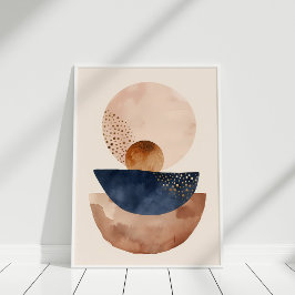 Navy Terrakotta Abstrakt Minimalistisk Väggkonsttr Poster