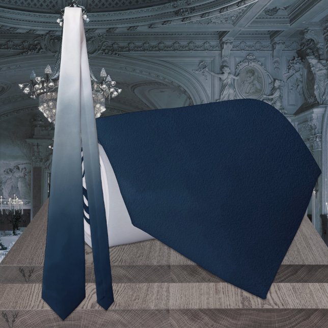Navy Till Dusty Blå Ombre Monokromatisk Bröllop Slips (Skapare uppladdad)