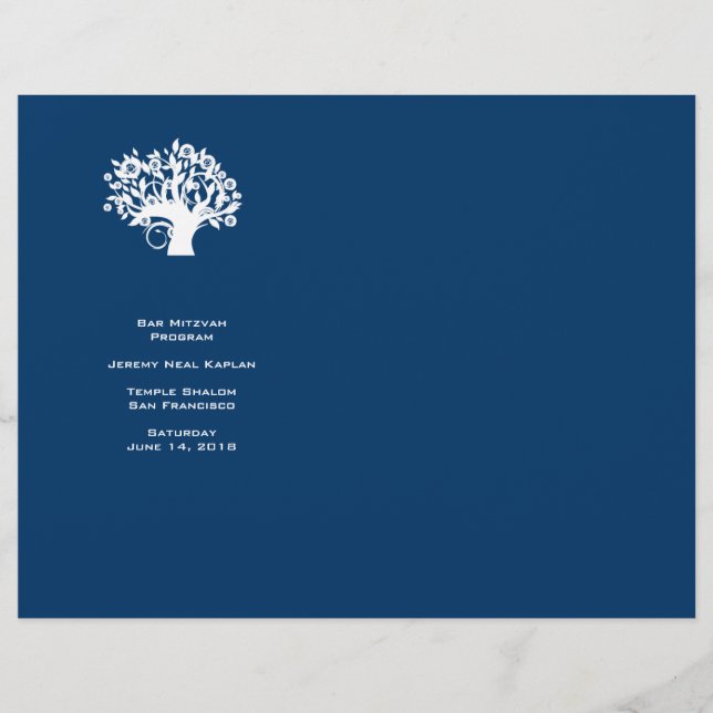 Navy Tree of Life Bar Mitzvah-program (Framsida)