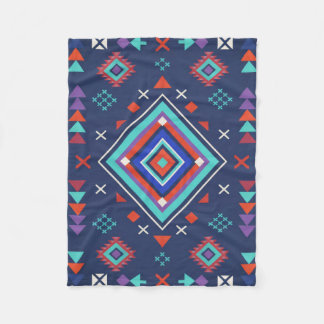 Navy Turkos Boho Geometrisk Ytmönster Fleecefilt