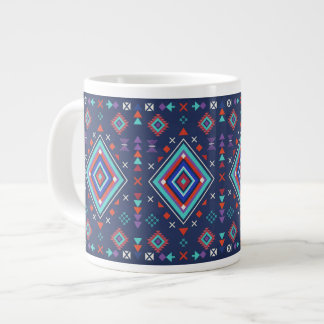 Navy Turkos Boho Geometrisk Ytmönster Jumbo Mugg