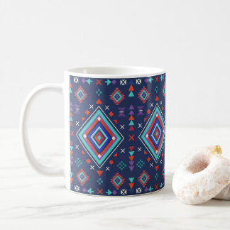 Navy Turkos Boho Geometrisk Ytmönster Kaffemugg