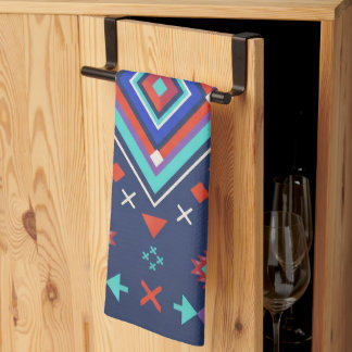 Navy Turkos Boho Geometrisk Ytmönster Kökshandduk