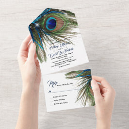 Navy Turkvoise Peacock Feather Boho Bröllop