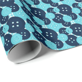 Navy & Turq Knappar Gingham - Hantverk och sytrum Presentpapper