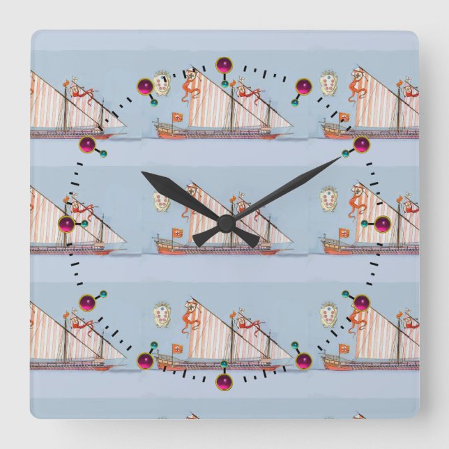 Navy Tuscany Medici Fyrkantig Klocka (Framsida)