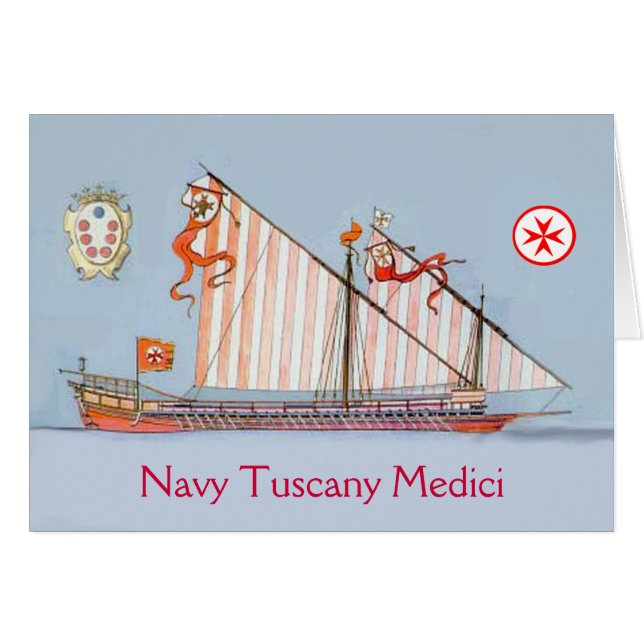 Navy Tuscany Medici Hälsningskort (Framsidan Horizontal)