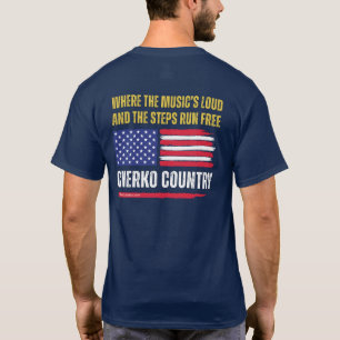 (Navy) US Flag / Musik är högt & Steg springer fri T Shirt
