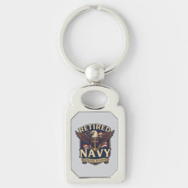 Navy USN Veteran Rektangulärt Silverfärgad Nyckelring