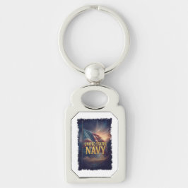 Navy USN Veteran Rektangulärt Silverfärgad Nyckelring
