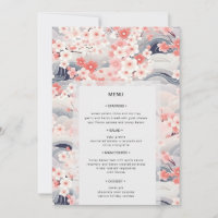 Navy vågor Sakura blomster modern bröllopsmeny