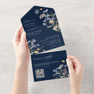Navy Vår Wildblomor Meadow Garden WedWedding