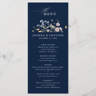 Navy Vår Wildblomor Meadow Garden WedWedding Meny