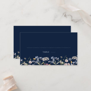 Navy Vår Wildblomor Meadow Garden WedWedding Placeringskort