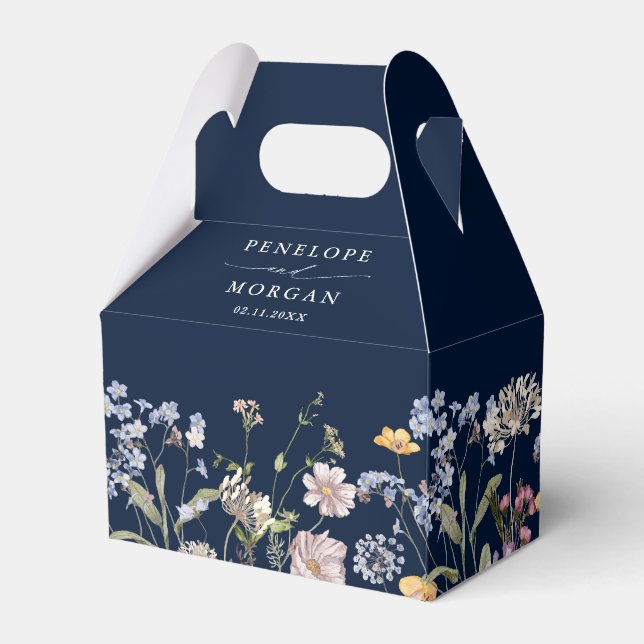 Navy Vår Wildblomor Meadow Garden WedWedding Presentaskar (Baksidan Sidan)