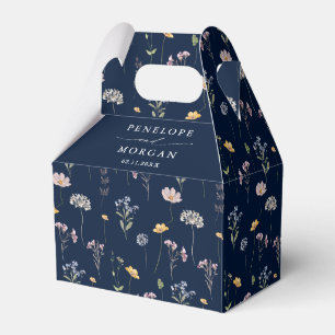 Navy Vår Wildblomor Meadow Garden WedWedding Presentaskar