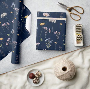 Navy Vår Wildblomor Meadow Garden WedWedding Presentpapper