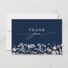 Navy Vår Wildblomor Meadow Garden WedWedding Tack Kort