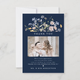 Navy Vår Wildblomor Meadow Garden WedWedding Tack Kort