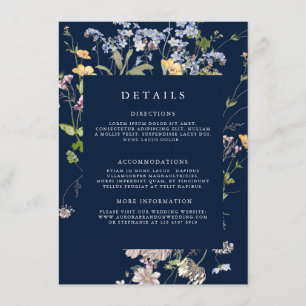 Navy Vår Wildblomor Meadow Garden WedWedding Tilläggskort