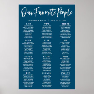Navy Våra Favoritpersoner Bröllopsställningsschema Poster
