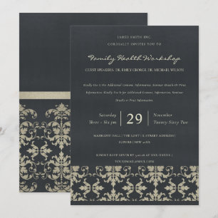 NAVY VELVET SILVER DAMASK CLASSIC WORKSHOP EVENT INBJUDNINGAR