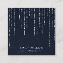 NAVY VELVET STRING LJUS STUD EARRING VISNING  FYRKANTIGT VISITKORT