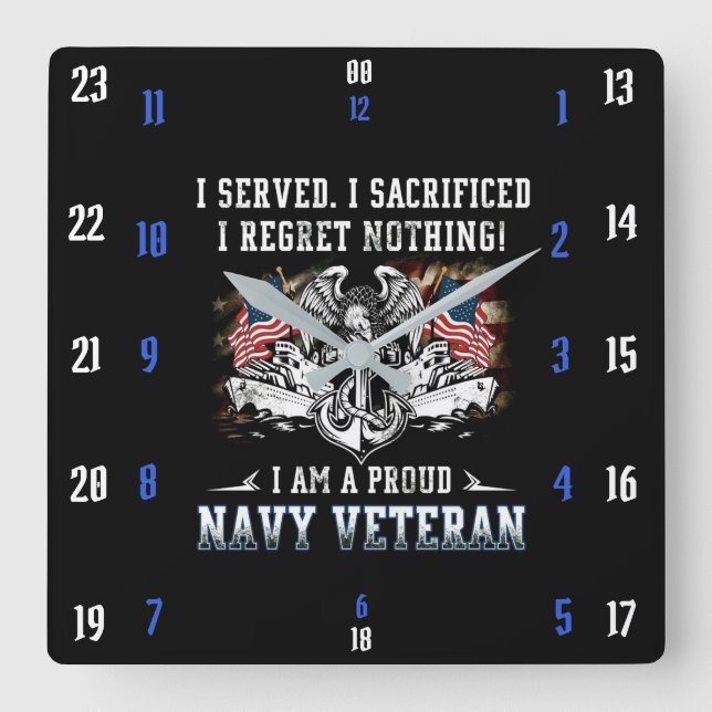 NAVY VETERAN FYRKANTIG KLOCKA (Framsida)