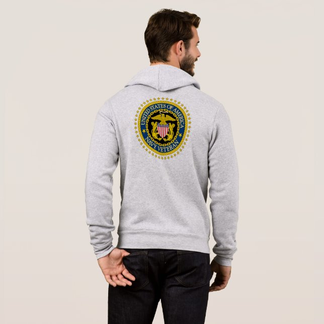 Navy Veteran Hoodie T Shirt (Hel baksida)